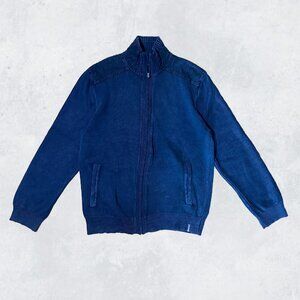 Calvin Klein Jeans Navy BLue  Knit Ribbed Zip Pullover Sweater cardigan Men L